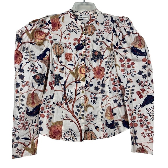 Ulla Johnson Cotton Harriet Floral Puff Sleeve Shirt - Picture 5 of 9